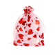 Organza Jewellery Bag 9x12cm heart - Light pink-red